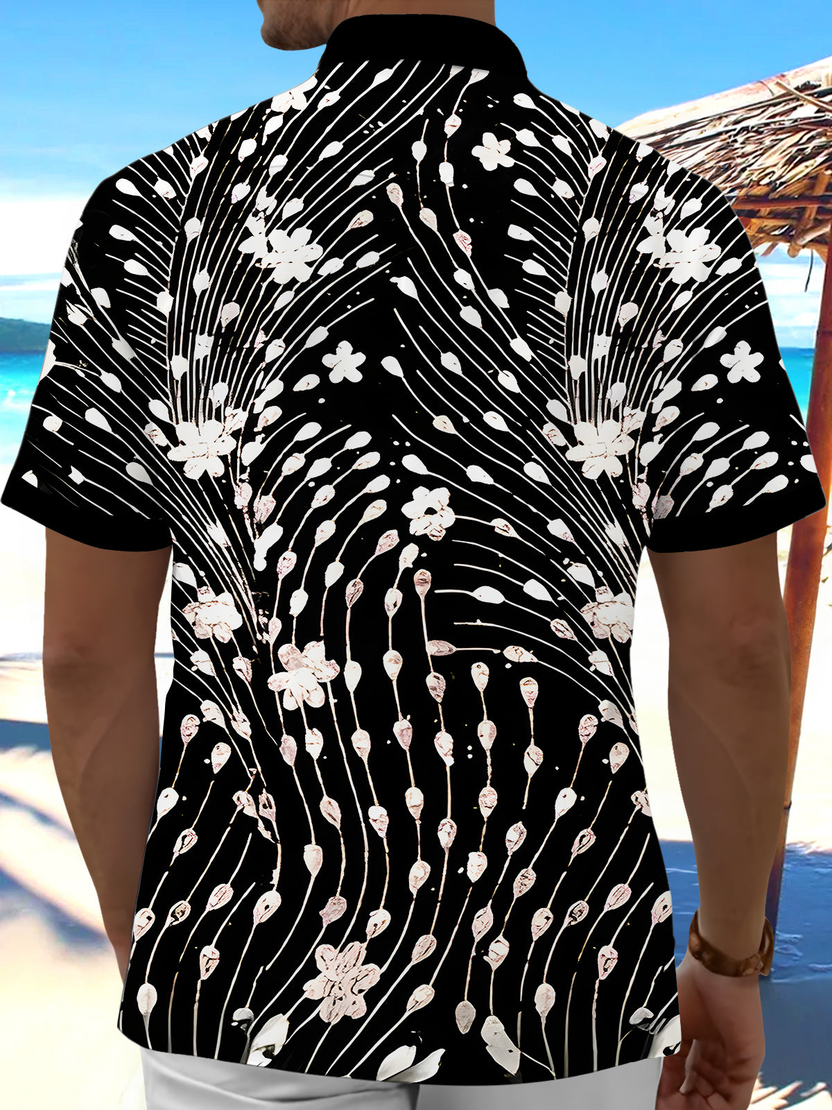 Sparkling Floral Men's Pocket Short Sleeve Shirts