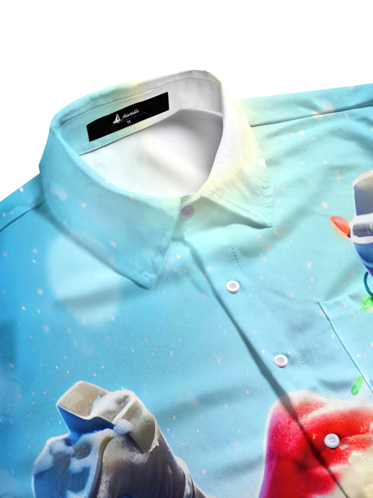 Funny Santa Claus Light Ball Xmas Men's Pocket Long Sleeve Shirts