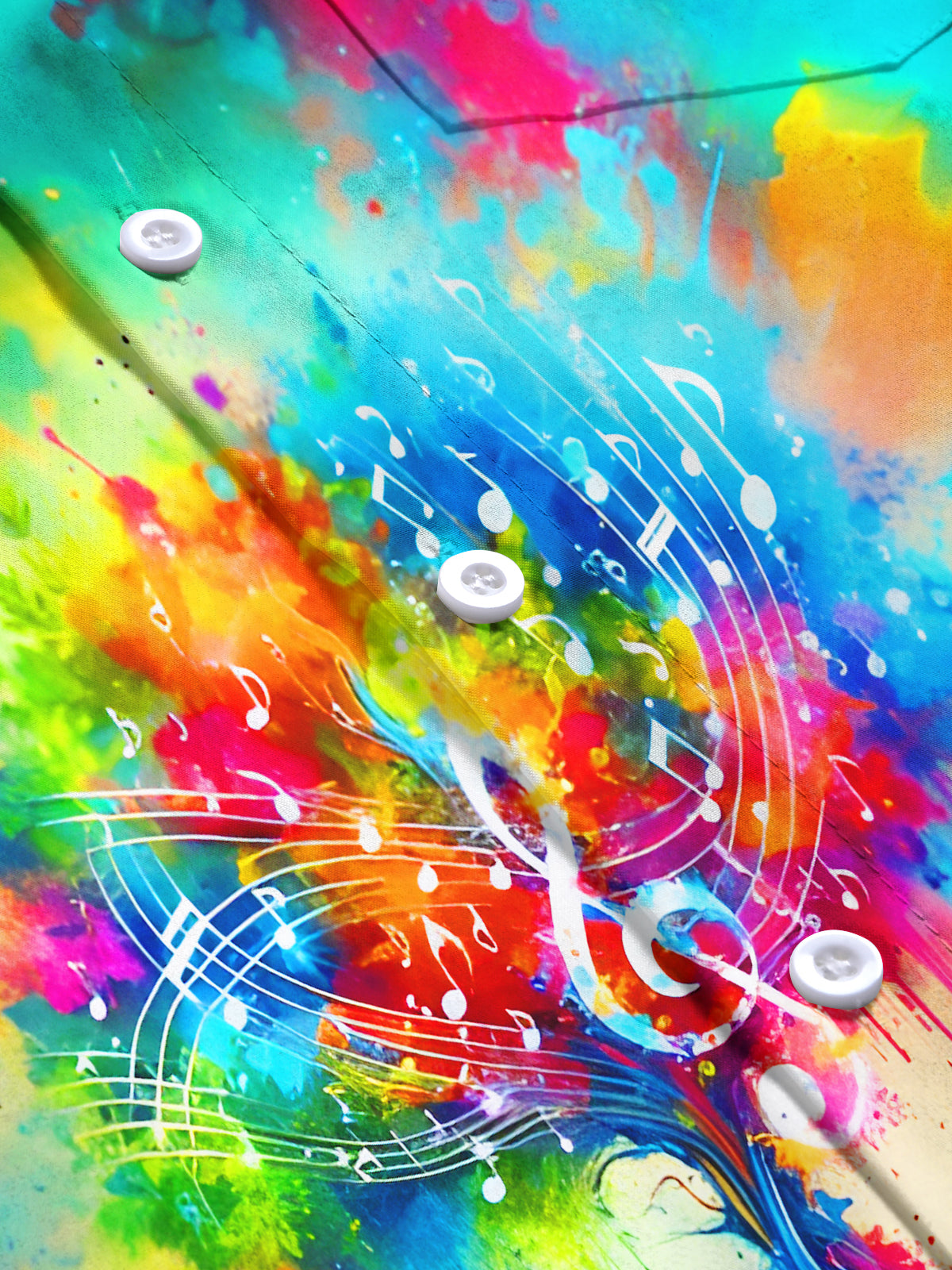 Colorful Tie Dye Music Note Tree Men's Pocket Long Sleeve Shirts