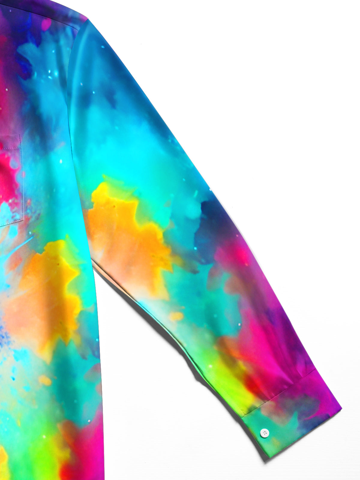 Colorful Tie Dye Music Note Tree Men's Pocket Long Sleeve Shirts