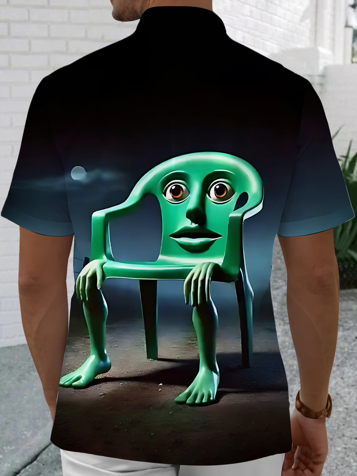 Funny Chair Print Men's Pocket Short Sleeve Shirts