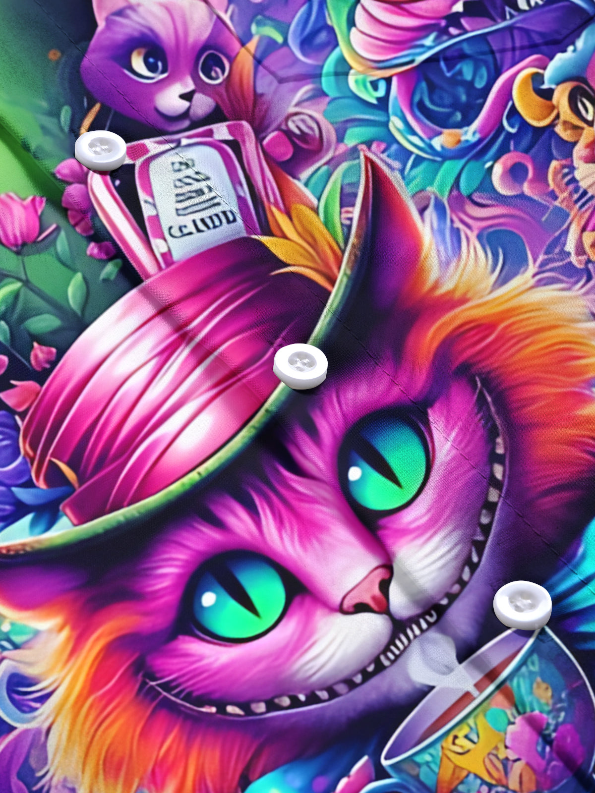 Cat Print Men's Pocket Short Sleeve Shirts