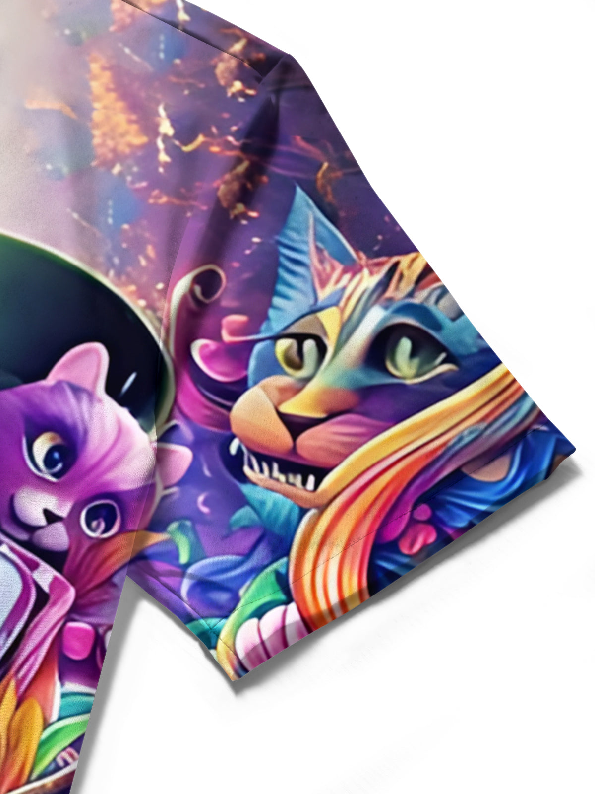 Cat Print Men's Pocket Short Sleeve Shirts