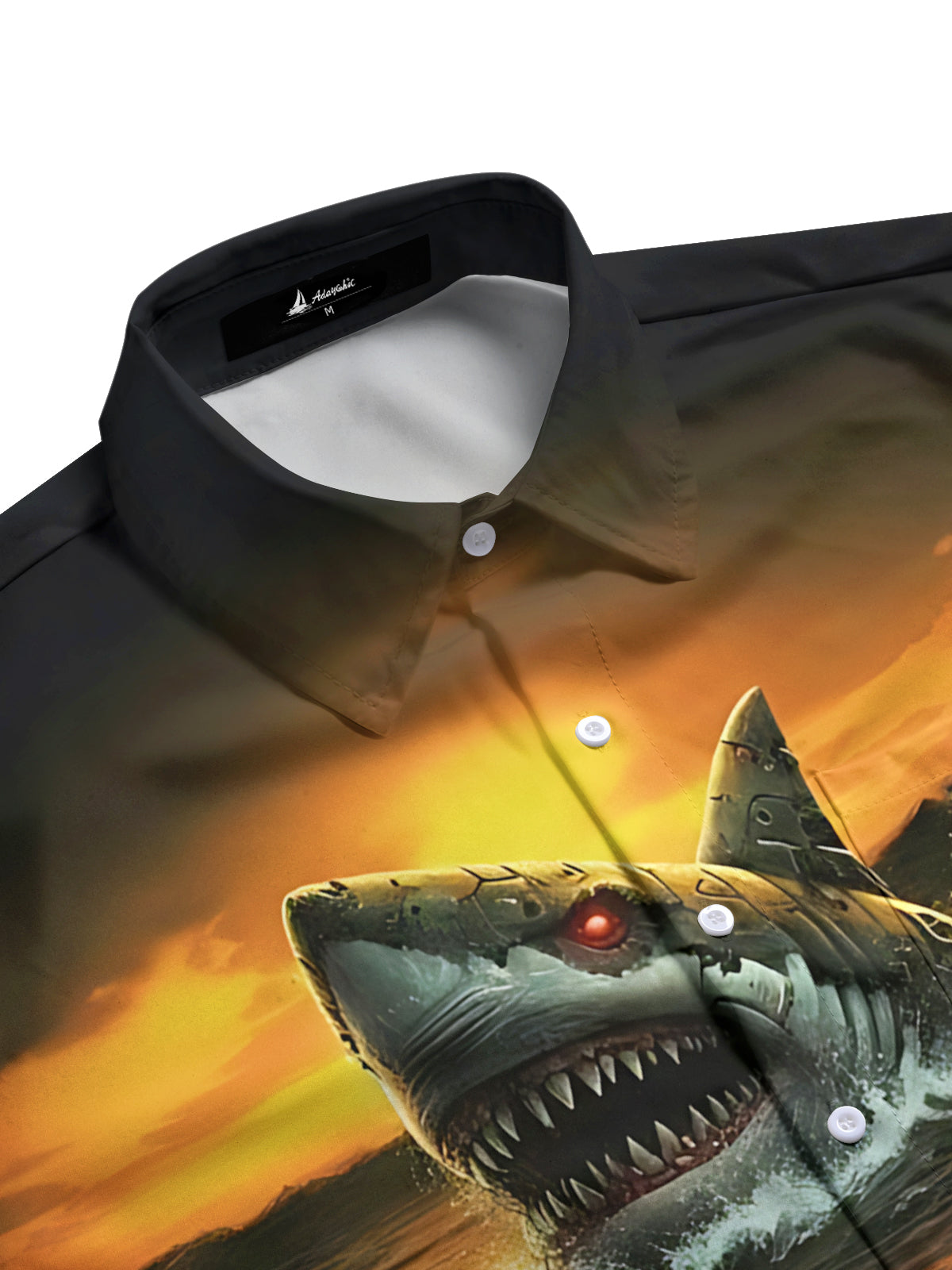 Shark Print Men's Pocket Short Sleeve Shirts