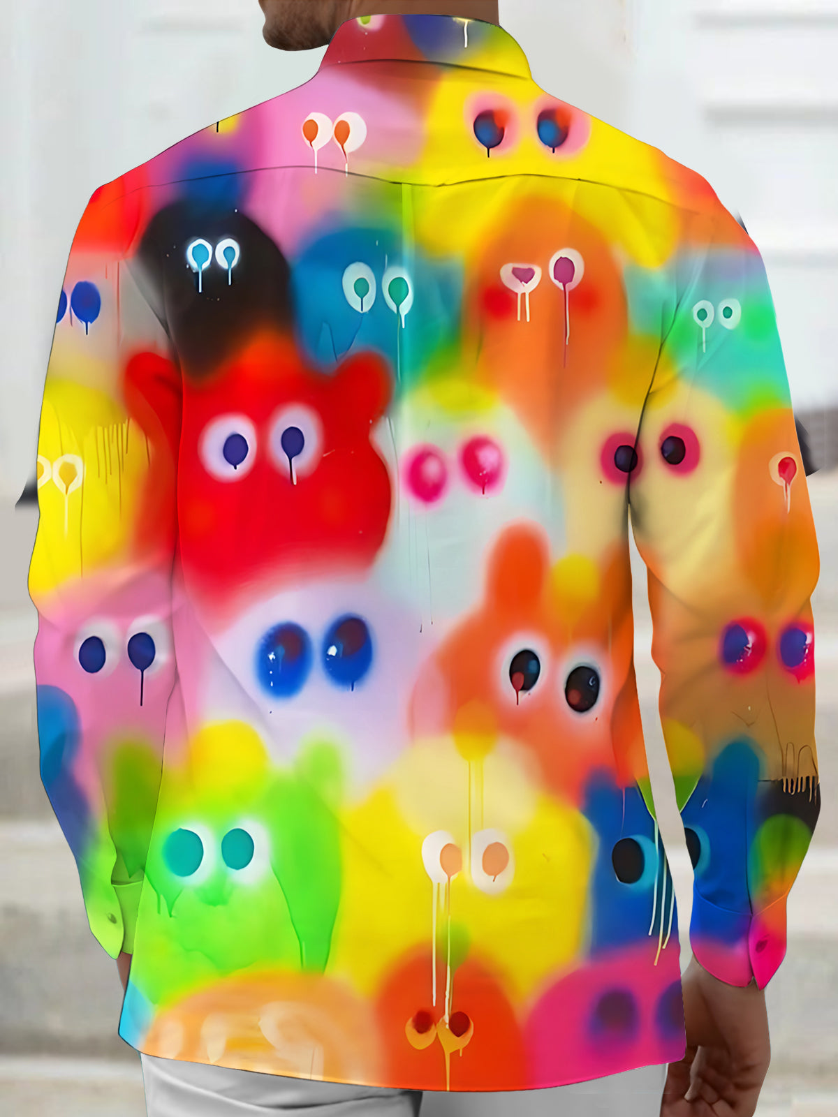 Graffiti Art Print Men's Pocket Long Sleeve Shirts