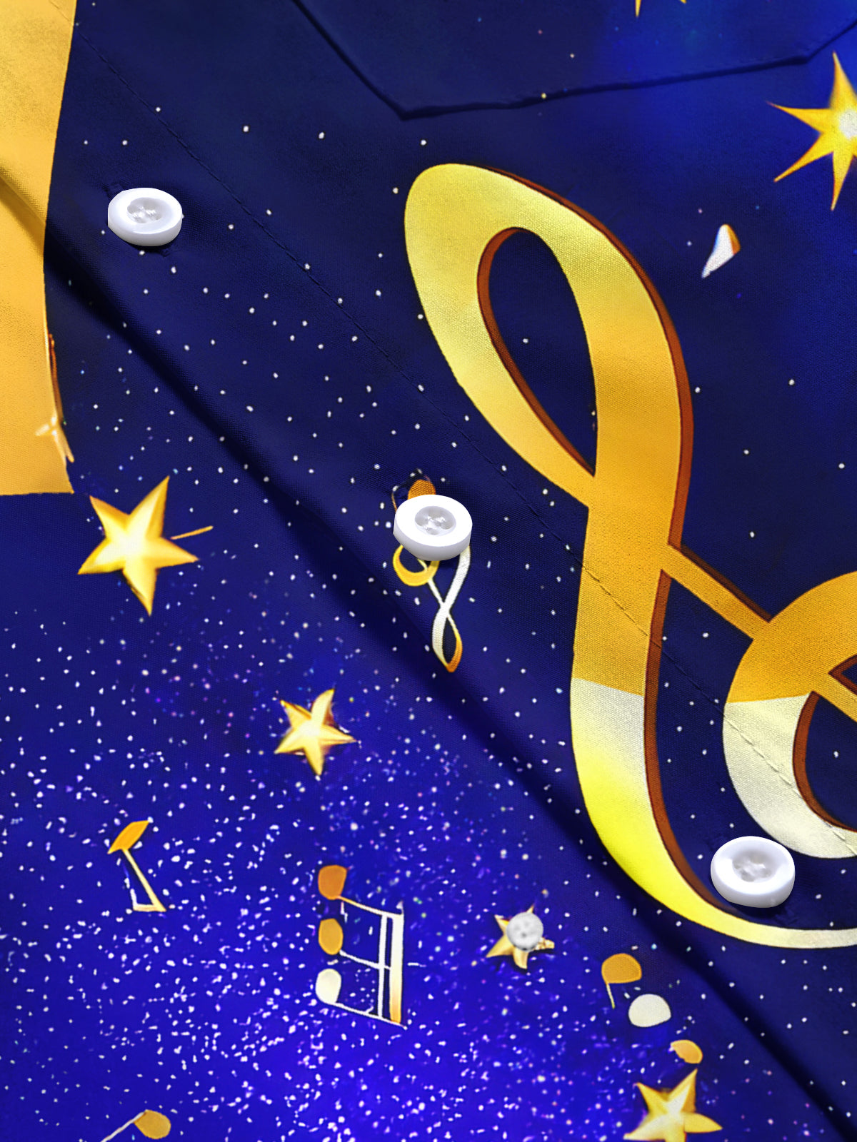 Musical Note Men's Pocket Long Sleeve Shirts