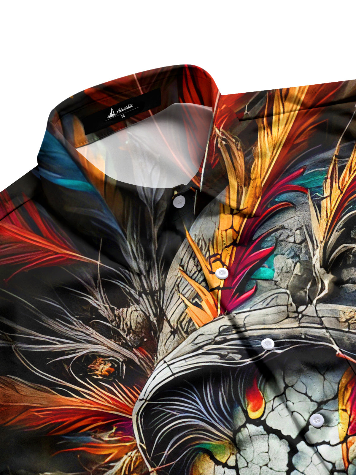 Funny Dark Skull Feather Halloween Men's Pocket Short Sleeve Shirts