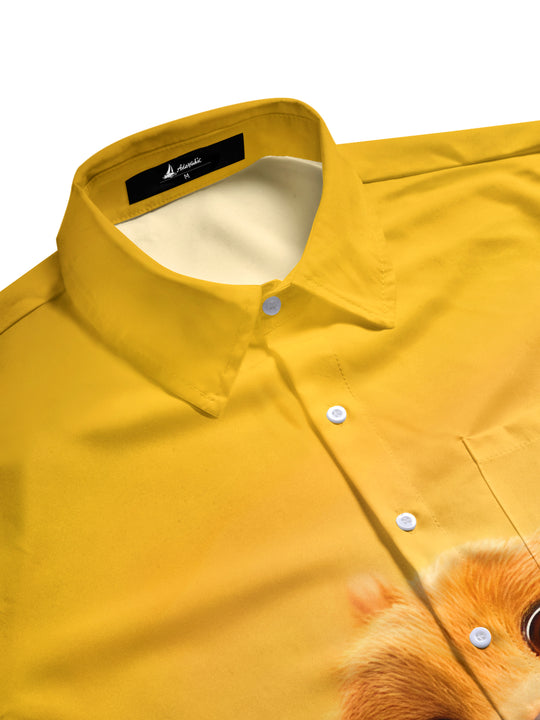 Men's side view funny plush puppy pocket short sleeve shirt