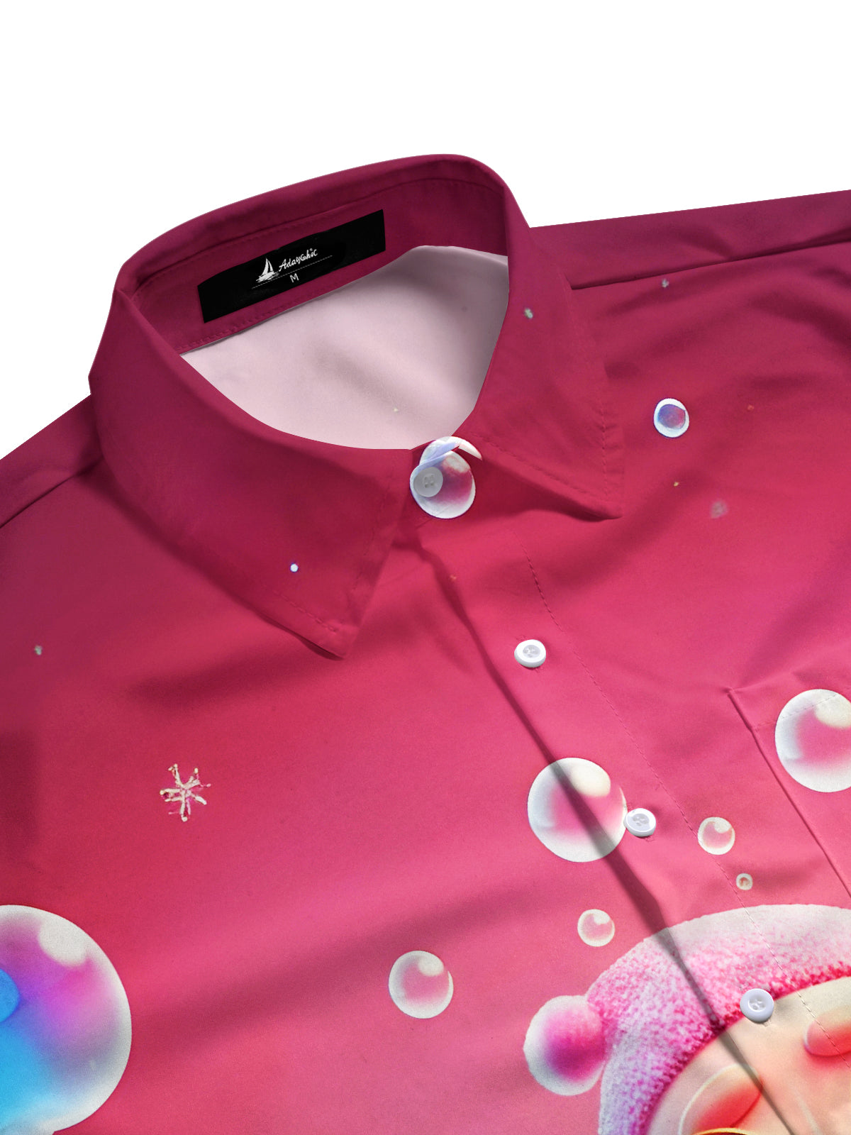 Funny Santa Bubble Xmas Men's Pocket Short Sleeve Shirts