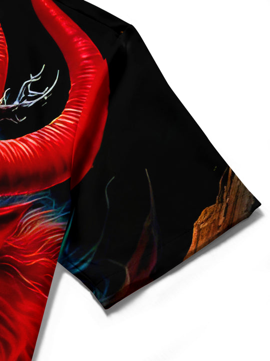 men's red Halloween shirt close-up short sleeve