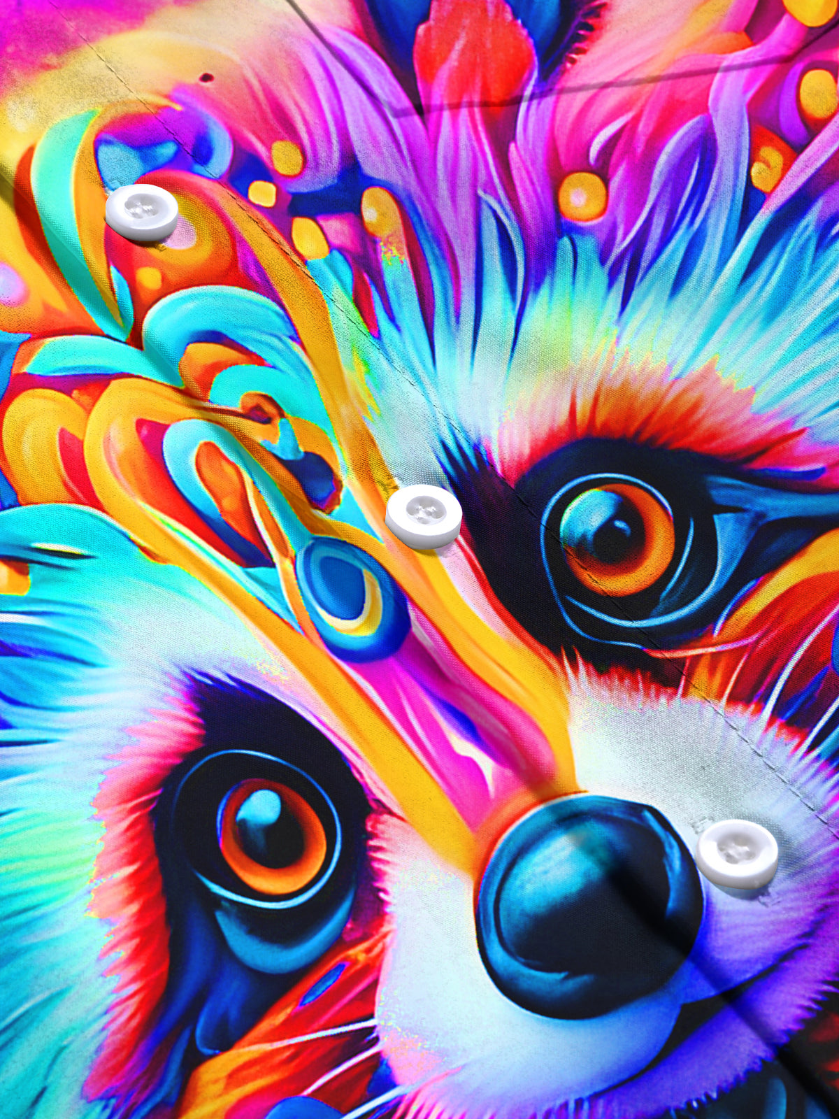 Funny Colorful Raccoon Floral Men's Pocket Short Sleeve Shirts