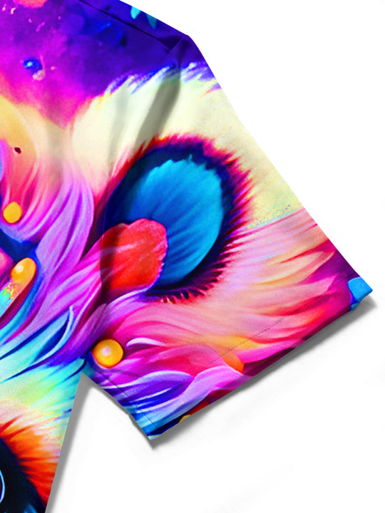 men's colorful floral shirt close-up short sleeve