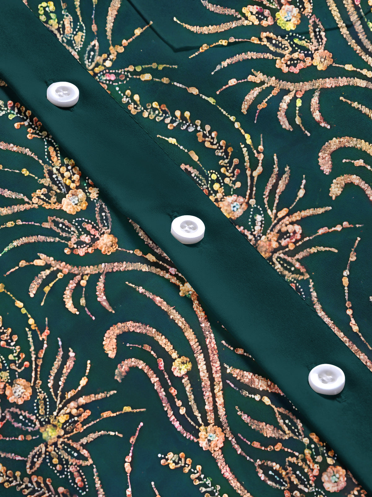 Sparkling Floral Leaves Men's Pocket Long Sleeve Shirts