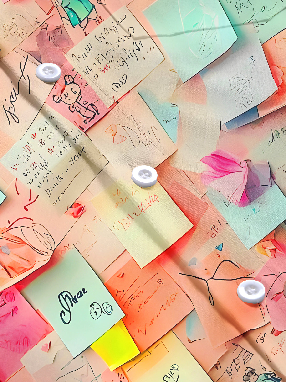 Funny Colorful Sticky Notes Men's Pocket Long Sleeve Shirts