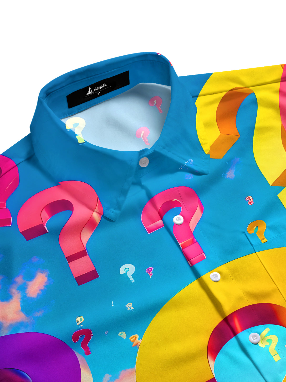 Colorful Question Mark Men's Pocket Long Sleeve Shirts
