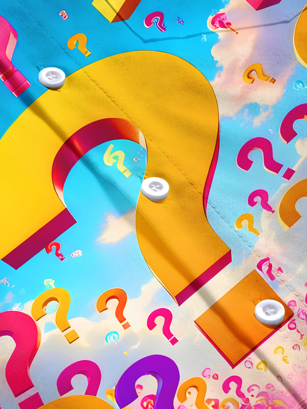 Colorful Question Mark Men's Pocket Long Sleeve Shirts