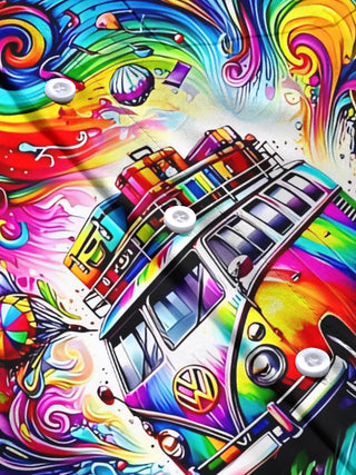 Men's car print short sleeve shirt flat lay pattern detail
