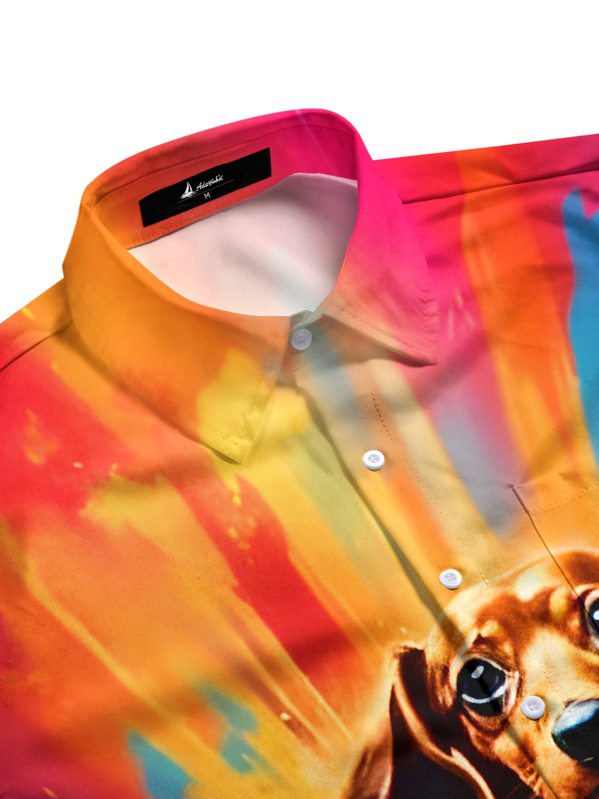 Funny Tie Dye Running Puppy Men's Pocket Short Sleeve Shirts