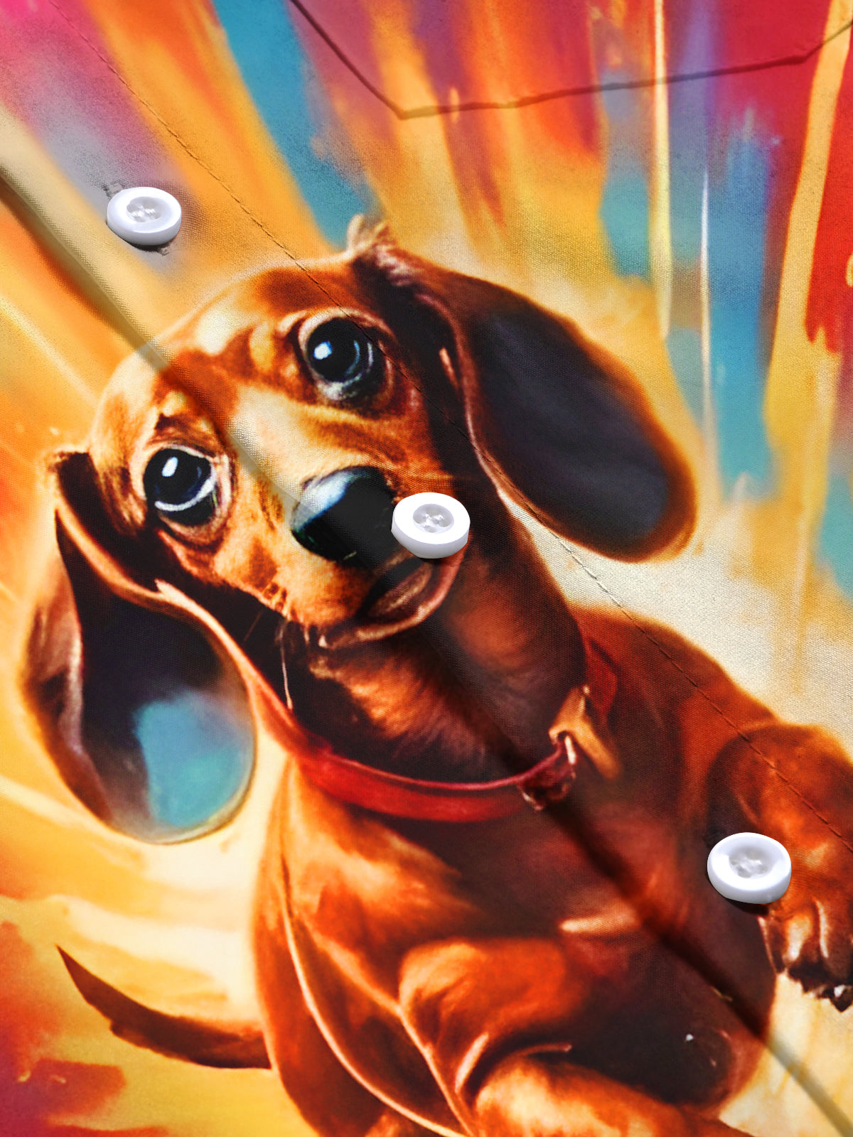 Funny Tie Dye Running Puppy Men's Pocket Short Sleeve Shirts