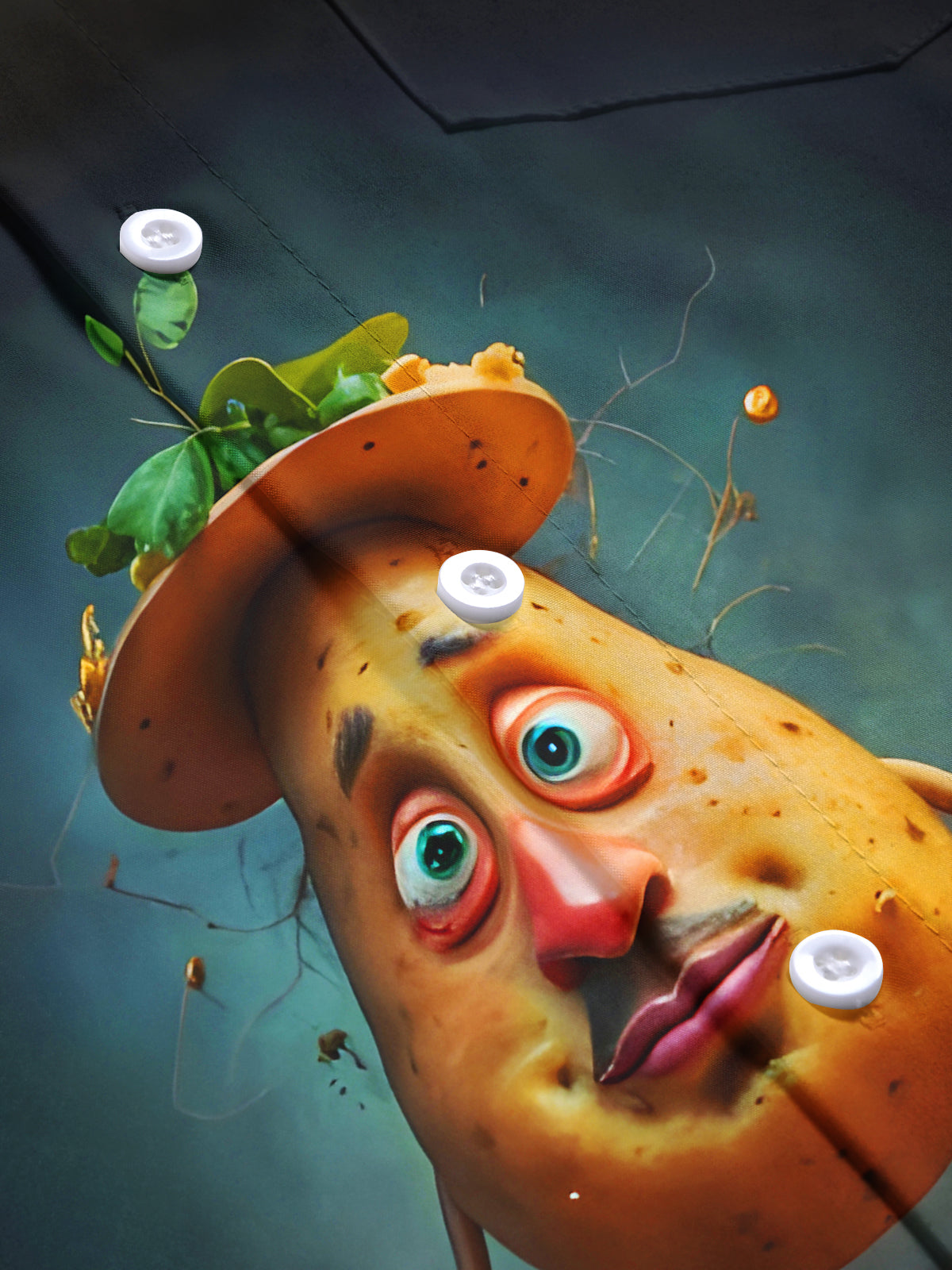 Funny Sprouting Potatoes Men's Pocket Short Sleeve Shirts