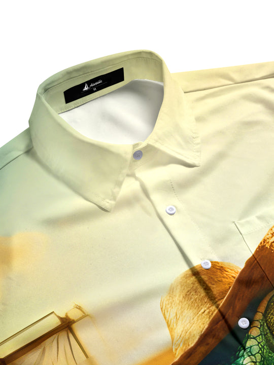 Men's funny chameleon western cowboy full sleeve shirt side view