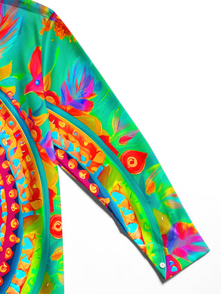 men's colorful floral shirt close-up full sleeve