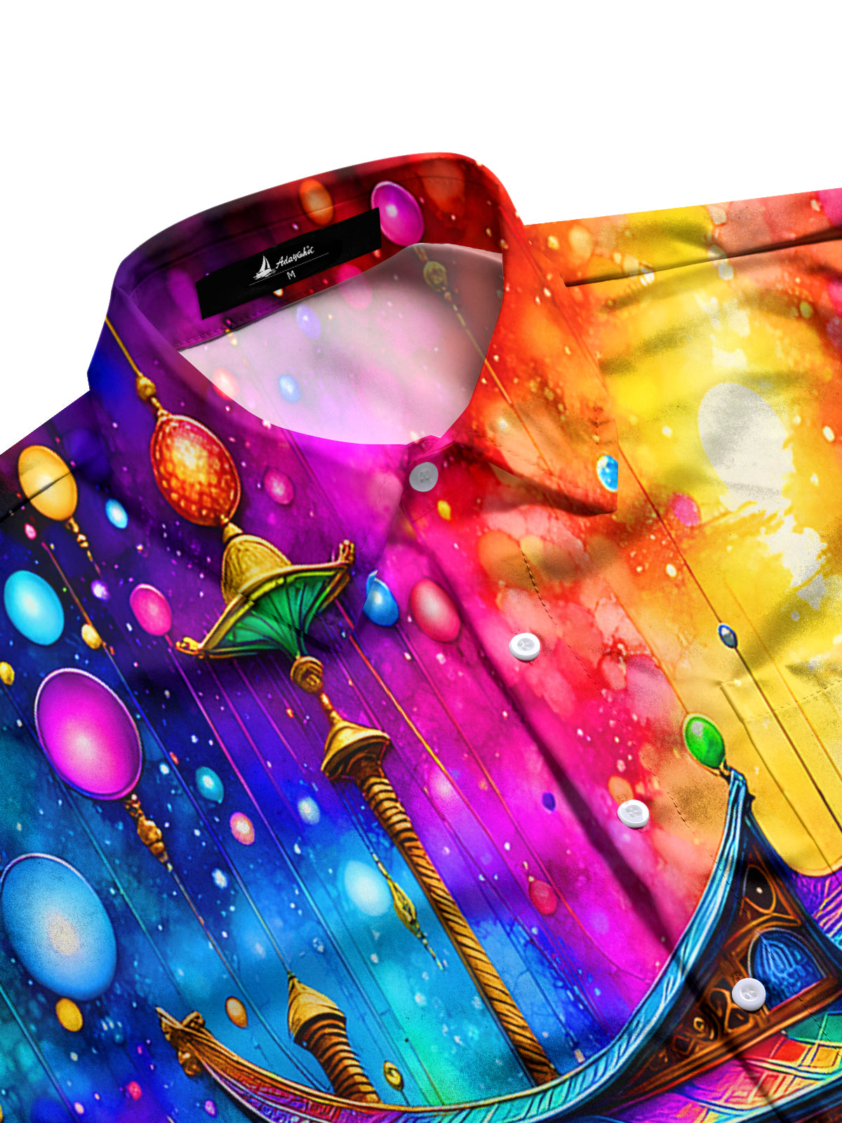 Tie Dye Psychedelic Colorful Boat Men's Pocket Long Sleeve Shirts
