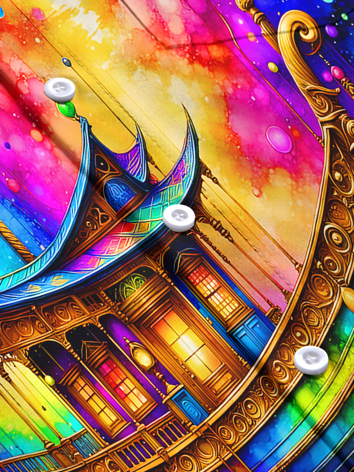 Tie Dye Psychedelic Colorful Boat Men's Pocket Long Sleeve Shirts