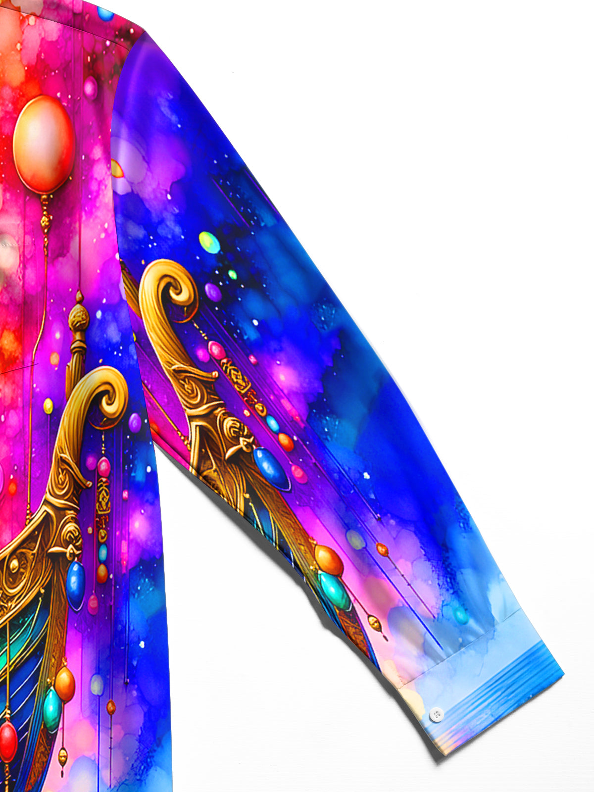 Tie Dye Psychedelic Colorful Boat Men's Pocket Long Sleeve Shirts