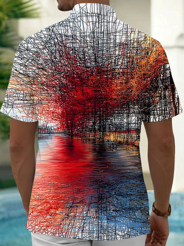 Men's forest short sleeve shirt back view