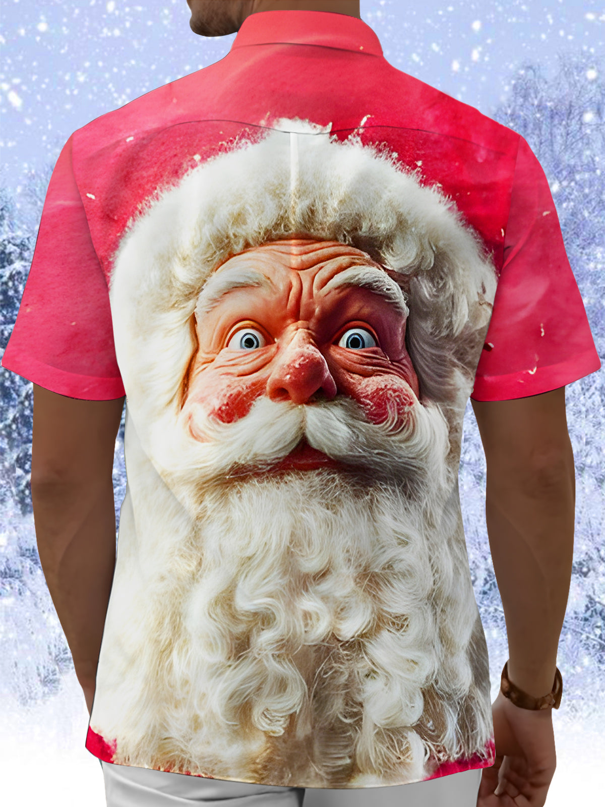 Funny Santa Claus Xmas Men's Pocket Short Sleeve Shirts