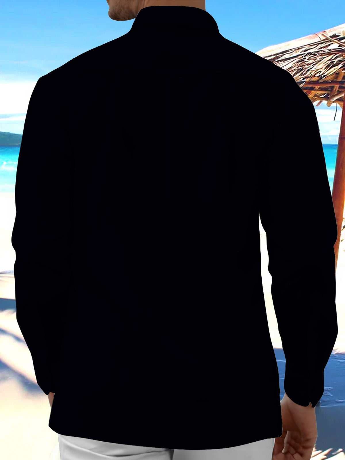 Golden-Purple Lunar Phases With Vine Men's Pocket Long Sleeve Shirts