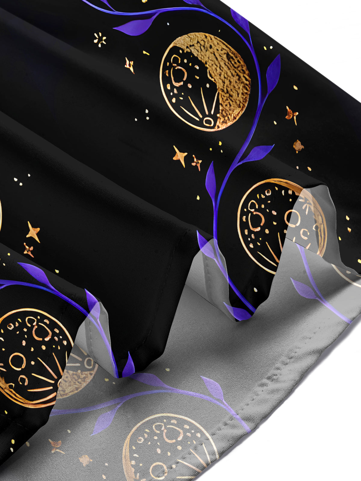 Golden-Purple Lunar Phases With Vine Men's Pocket Long Sleeve Shirts