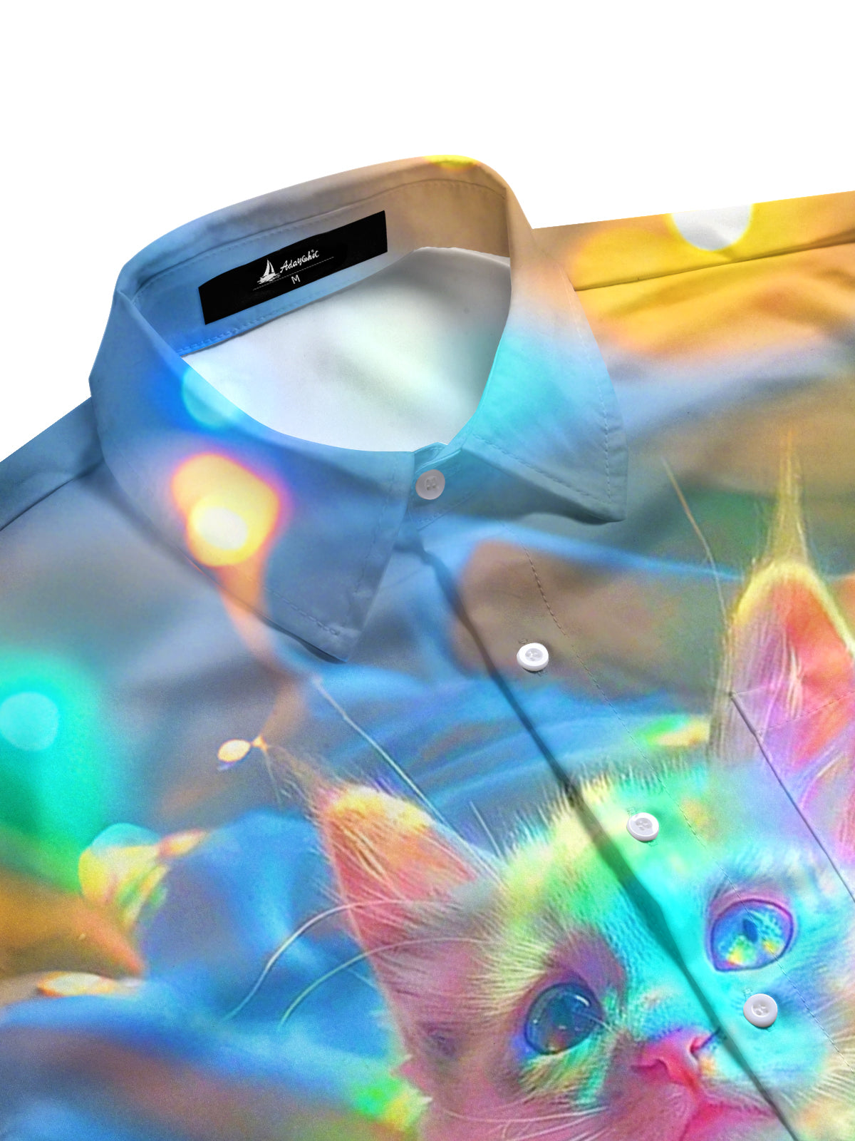 Cat Print Men's Pocket Short Sleeve Shirts