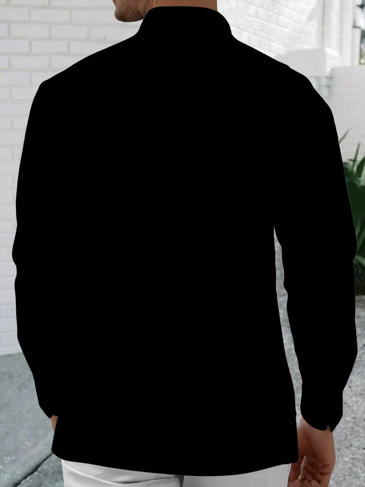 Plant Flower Print Men's Pocket Long Sleeve Shirts