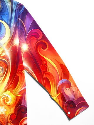 Men's Christmas tie dye abstract long sleeve shirt fabric detail
