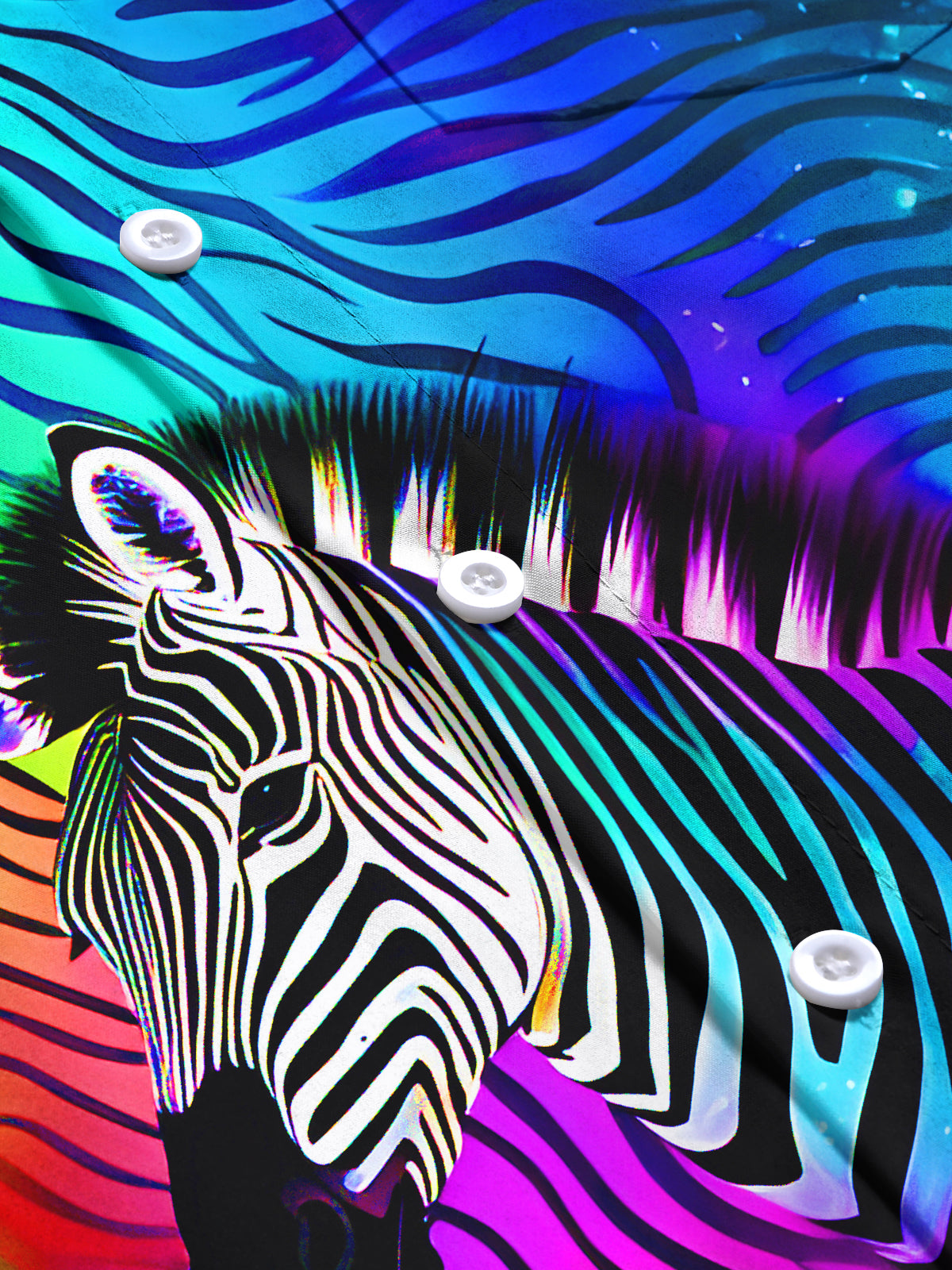 Rainbow Zebra Men's Pocket Short Sleeve Shirts