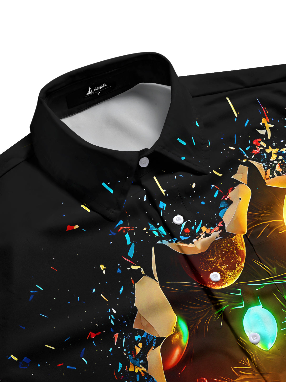 Colorful Christmas Lights Xmas Men's Pocket Short Sleeve Shirts