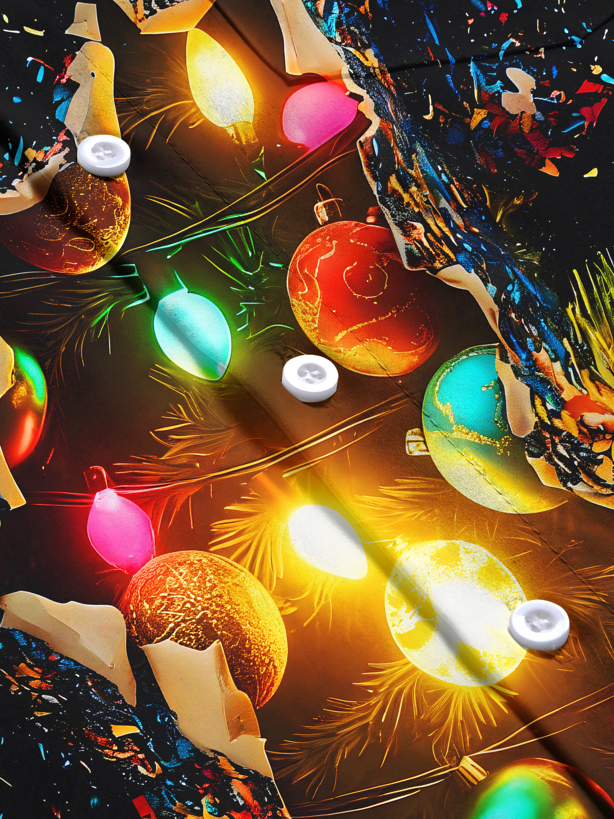 Colorful Christmas Lights Xmas Men's Pocket Short Sleeve Shirts