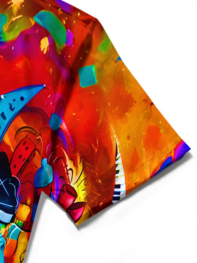 men's colorful tie dye shirt close-up short sleeve
