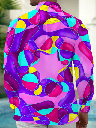 men's colorful trippy pattern shirt back view