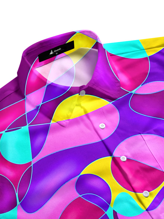 men's retro 70s print shirt side view