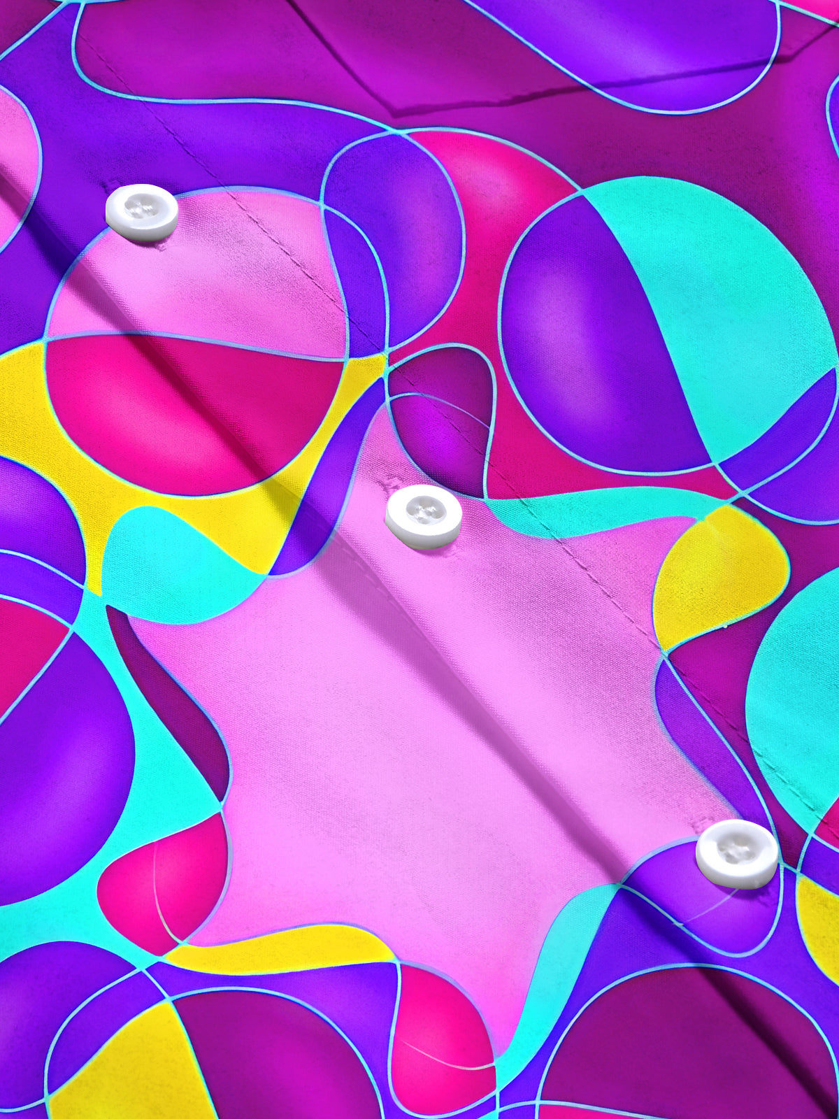 Psychedelic Colorful Abstract Geometry Men's Pocket Long Sleeve Shirts