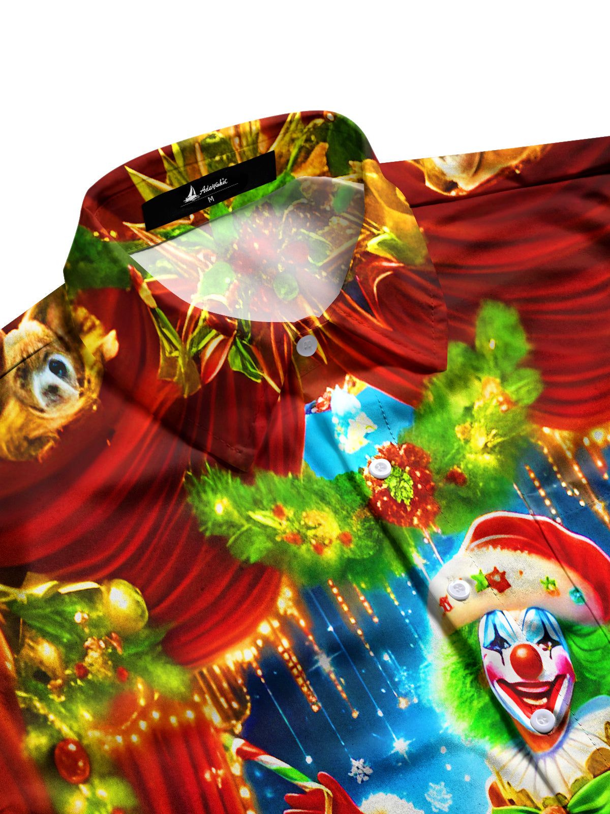 Funny Christmas Joker Puppy Carnival Men's Pocket Long Sleeve Shirts