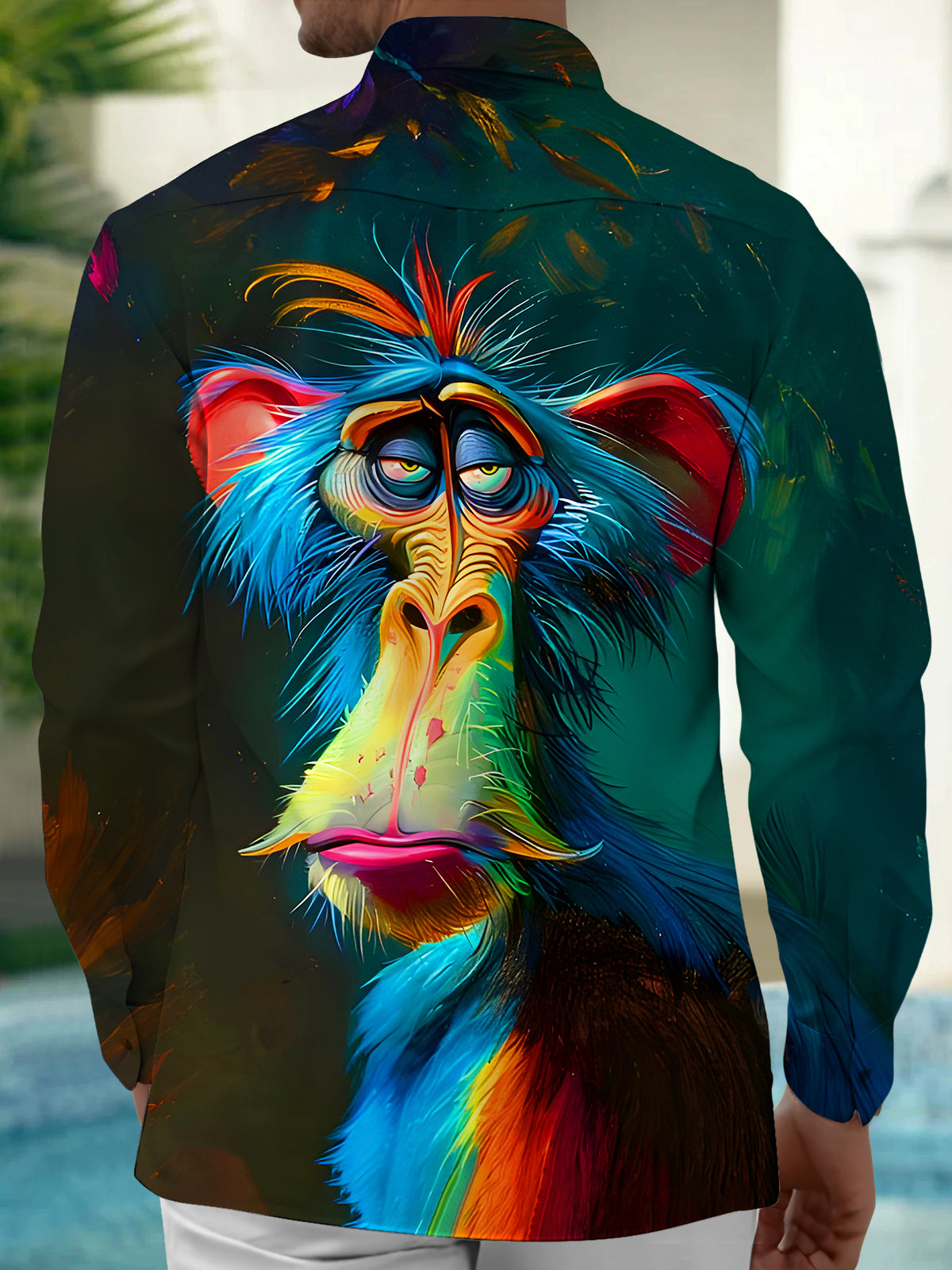 Funny Monkey Men's Pocket Long Sleeve Shirts