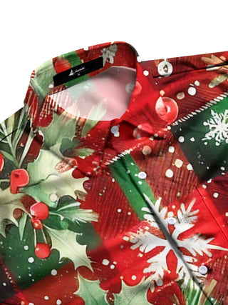 Men's Christmas print pocket full sleeve shirt side view