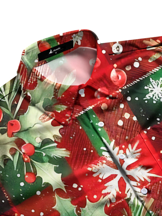 Men's Christmas print pocket full sleeve shirt side view