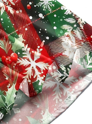 Men's festive print long sleeve shirt lifestyle view for Christmas holiday party