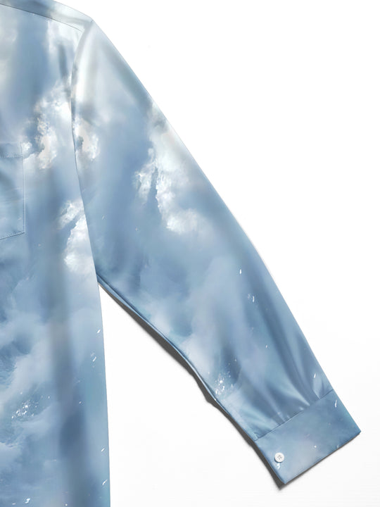 men's bear print shirt close-up full sleeve