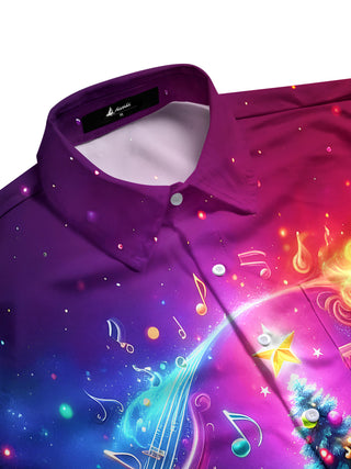 Men's tie-dye musical note tree pocket half sleeve shirt side view